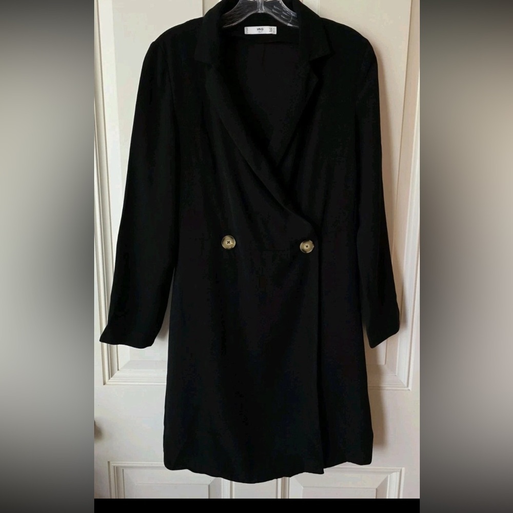 Mango Black Double-Breasted long sleeve midi dress
